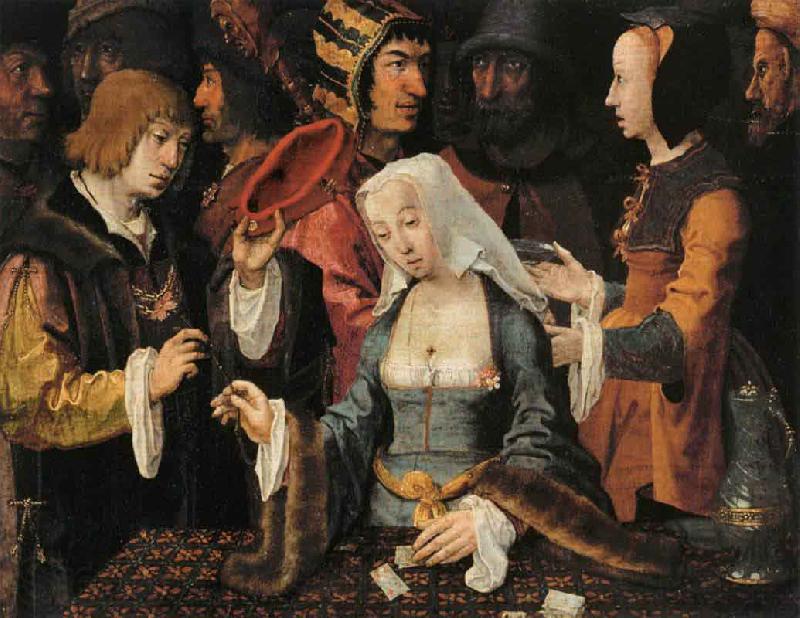 Lucas van Leyden FortuneTeller with a Fool Norge oil painting art